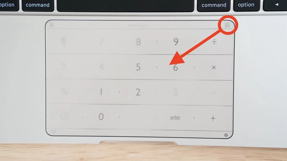トラックパッドでテンキーを使うためのアクション