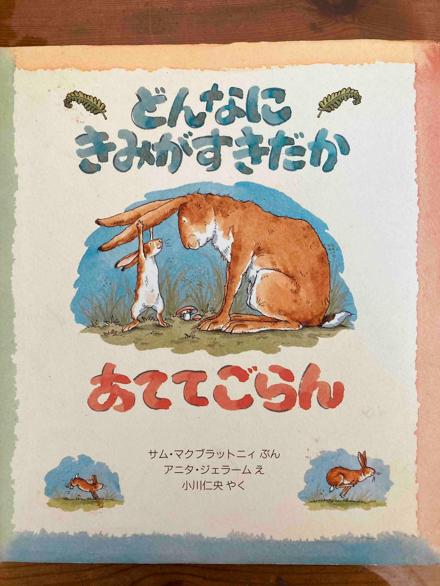 「どんなにきみがすきだかあててごらん」評論社　作：サム・マクブラット二ィ　絵：アニタ・ジェラーム　訳：小川仁央