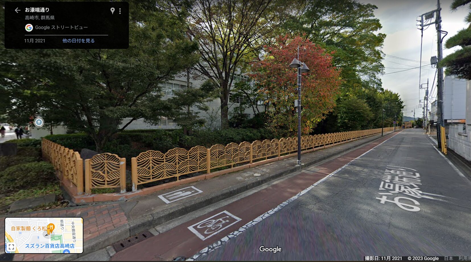 樹々の向こうが高崎郵便局です（画像：GoogleMapより）