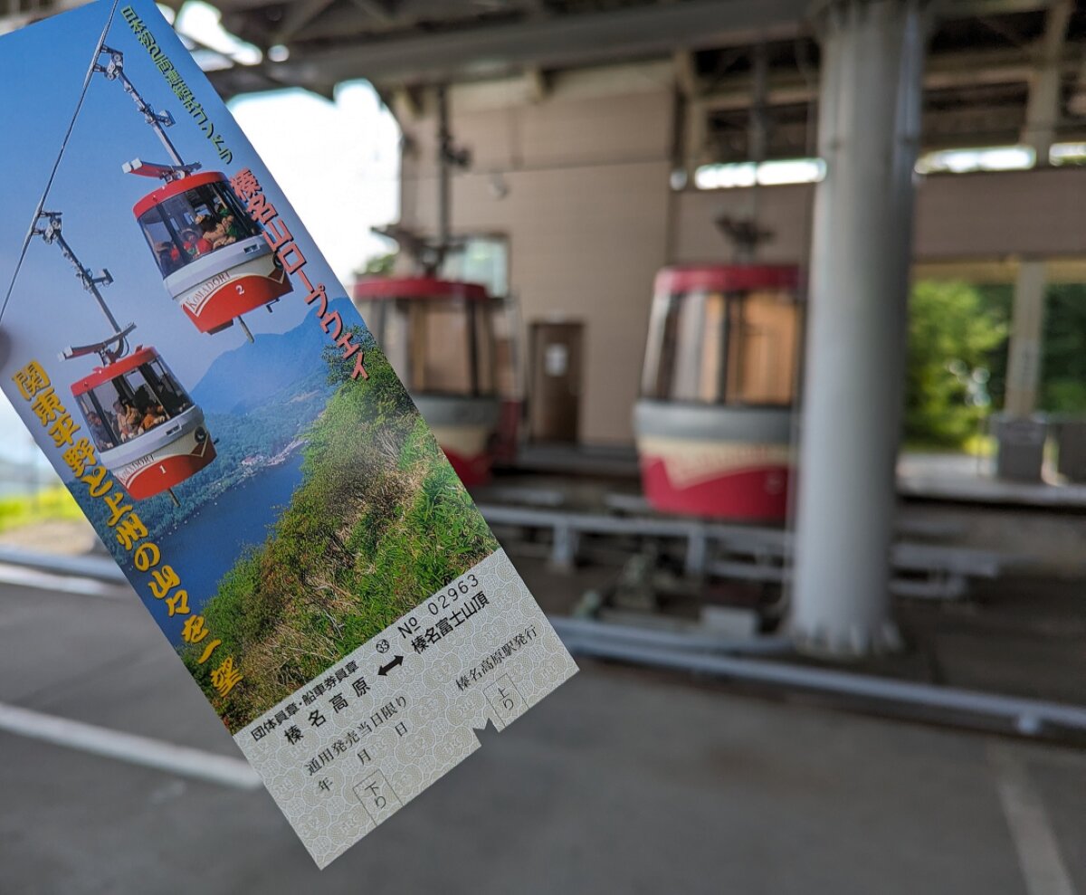 榛名富士山頂駅の出口で記念撮影