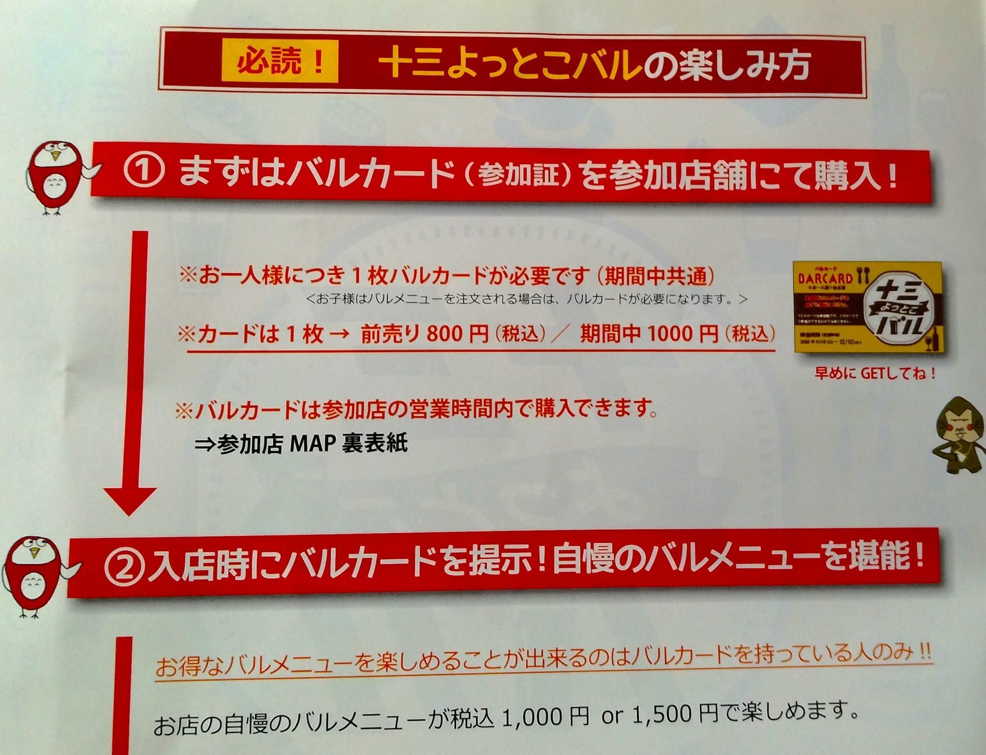 まずバルカードを参加店舗で購入しましょう。