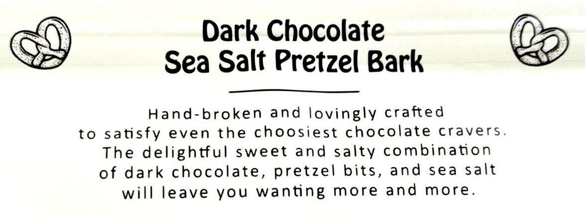 Dark Chocolate Sea Salt Pretzel Bark. ダークチョコレート・シーソルト プレッツェル バーク。
