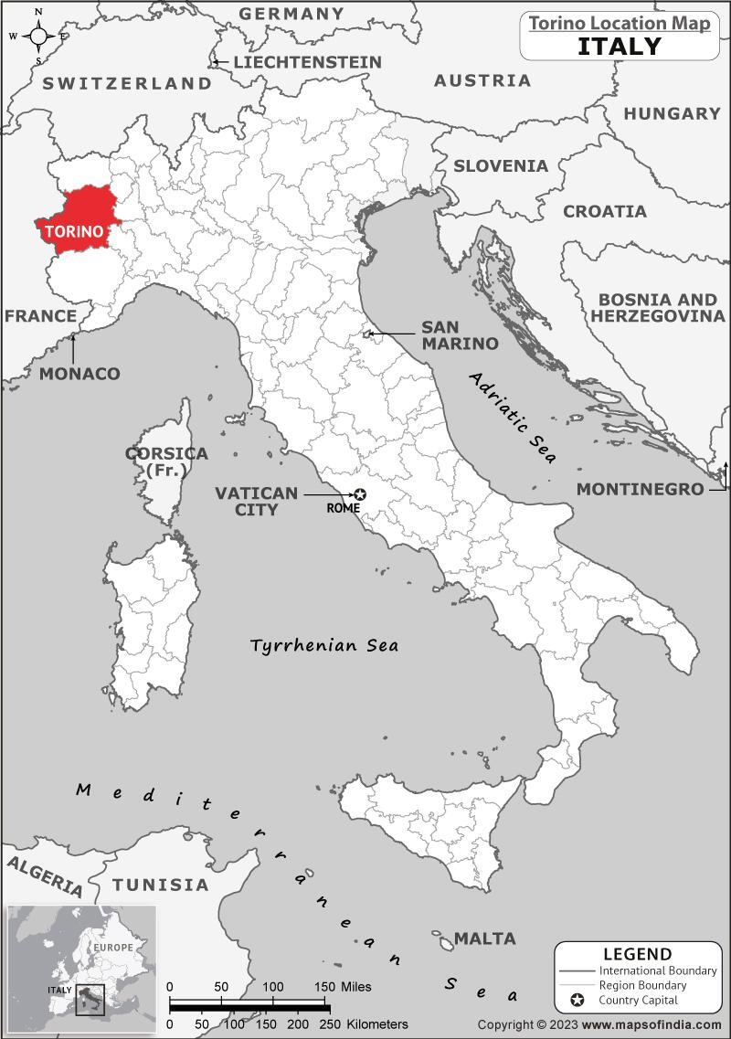 出典：mapsofindia.com - Torino state in the Italy