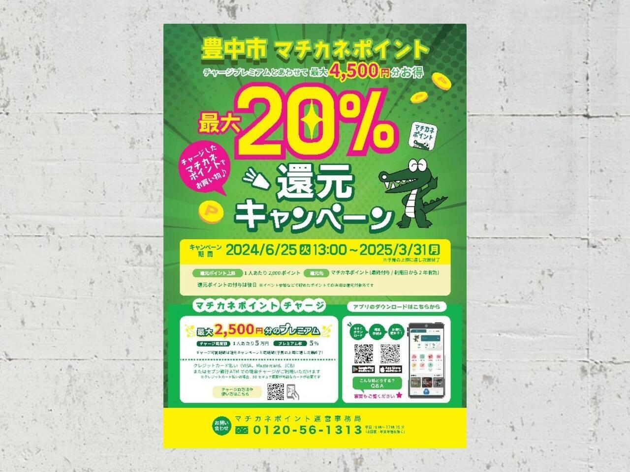 豊中市では「マチカネポイント20％還元キャンペーン」が開催されています。