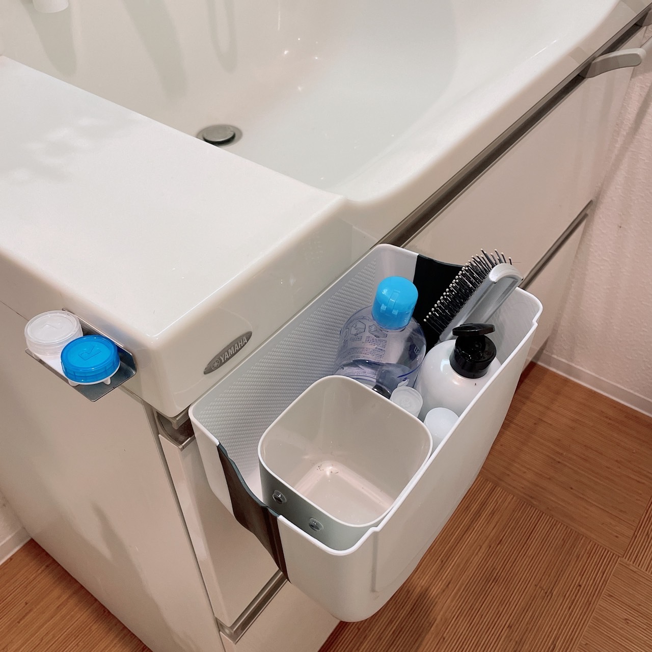 洗面所収納：子どものモノはBOXに入れるだけのワンアクション収納