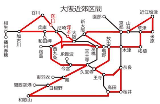 大阪「大都市近郊区間」の大回り最長ルート（画像：筆者加工）