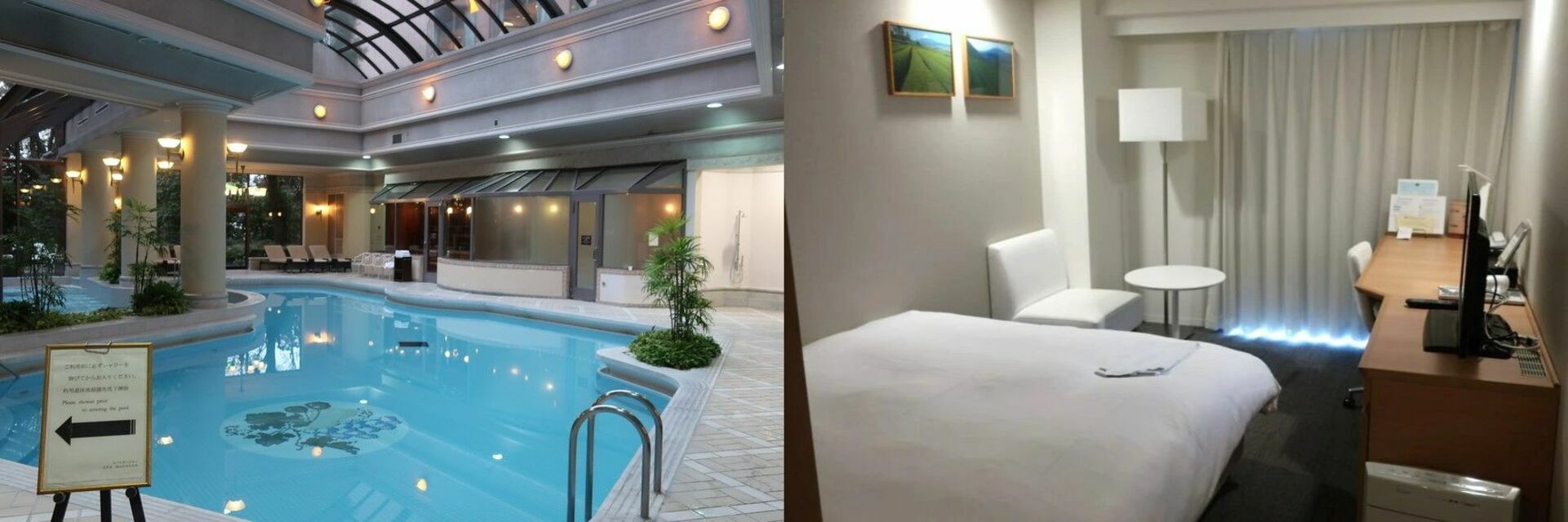 左　フルサービス型（ホテル椿山荘東京）／右　宿泊特化型（ダイワロイネットホテル）