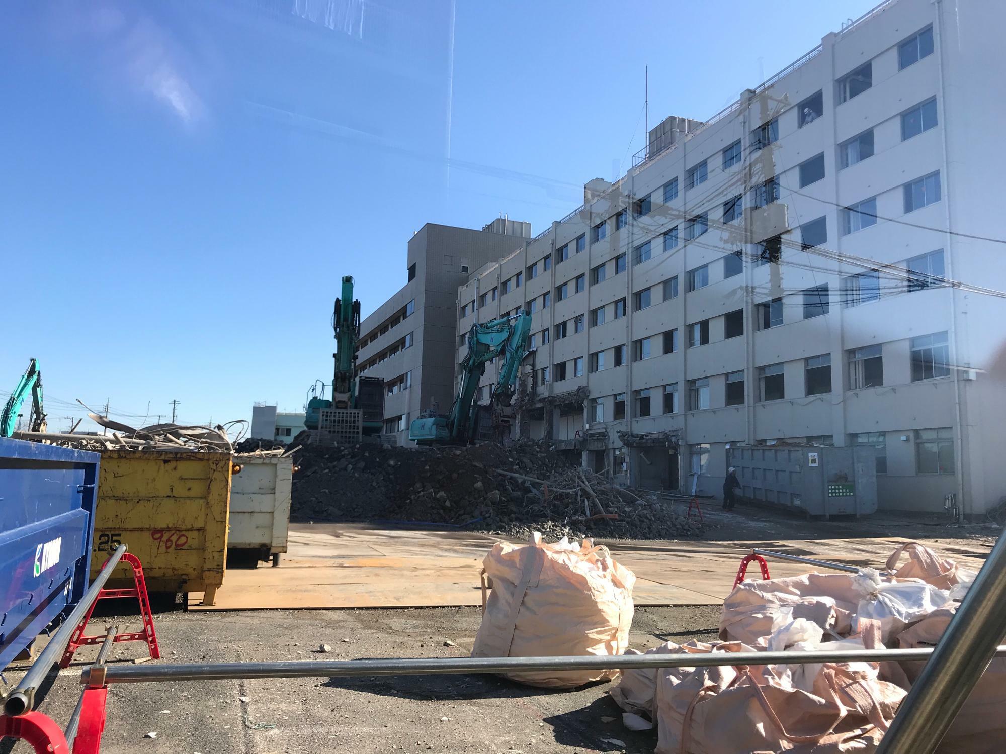 2019年、旧市立病院の解体工事の様子