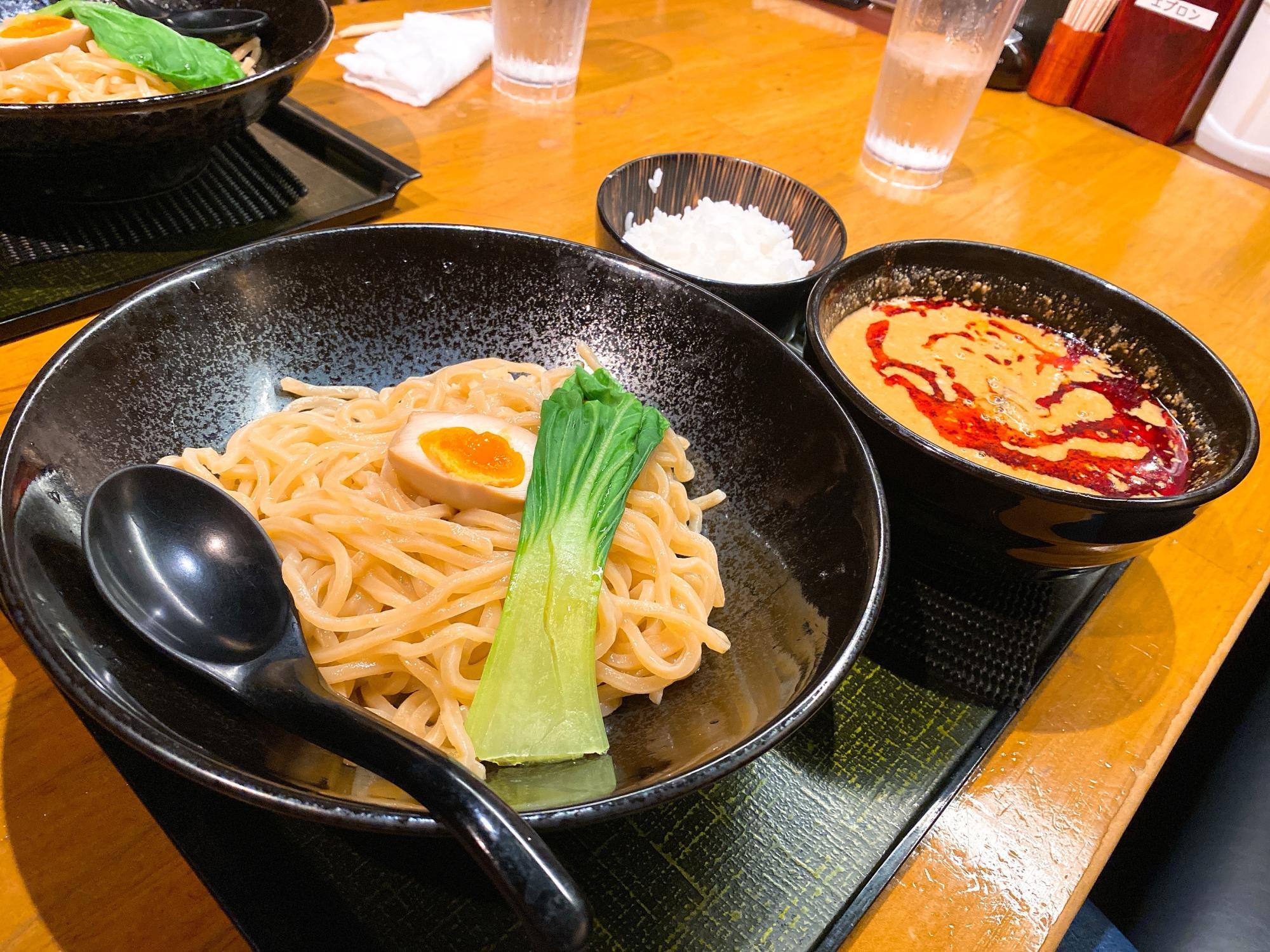 胡麻味噌坦々つけ麺、白めし