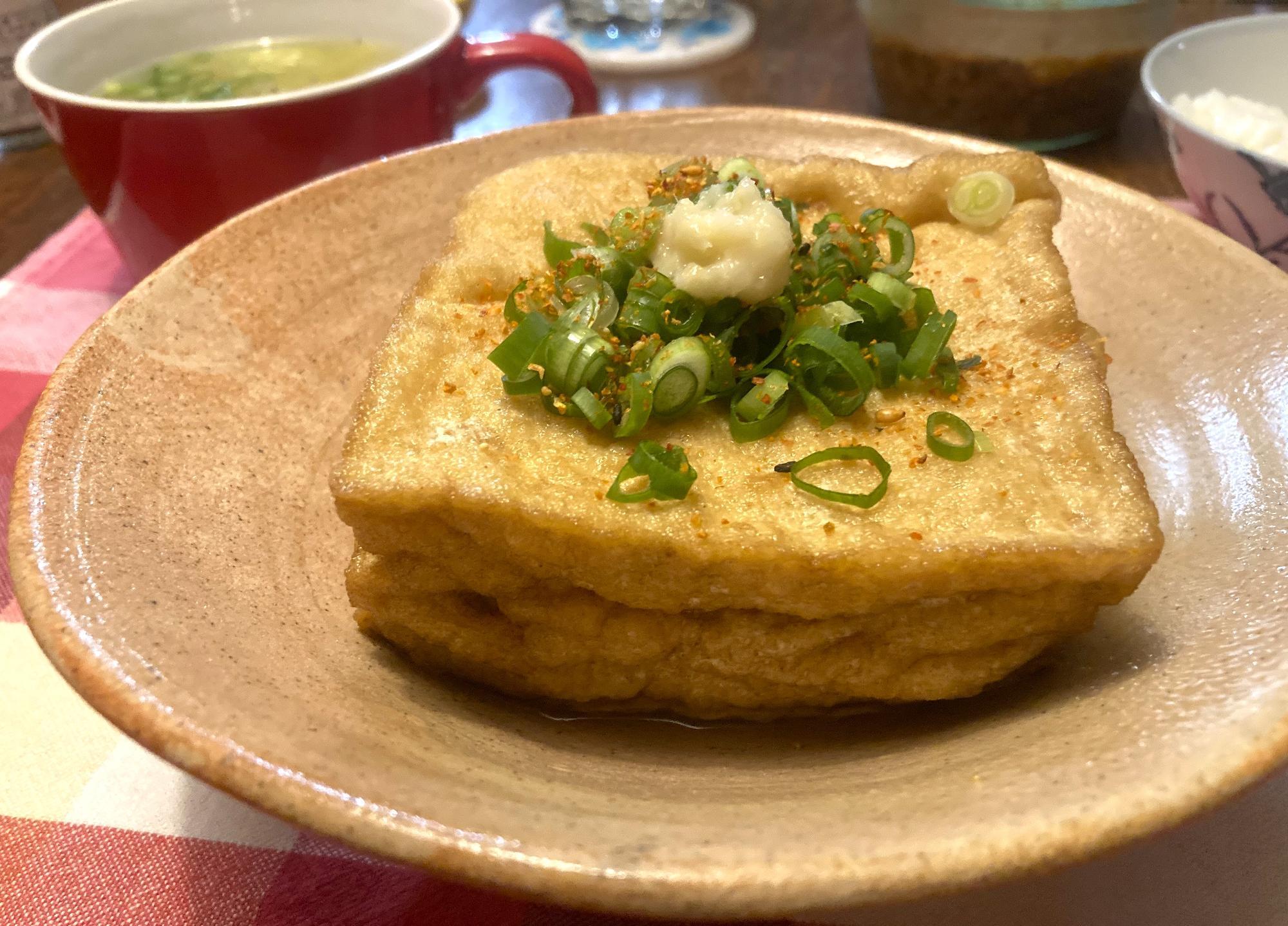 温めるだけで絶品の夕食になった厚揚げ。