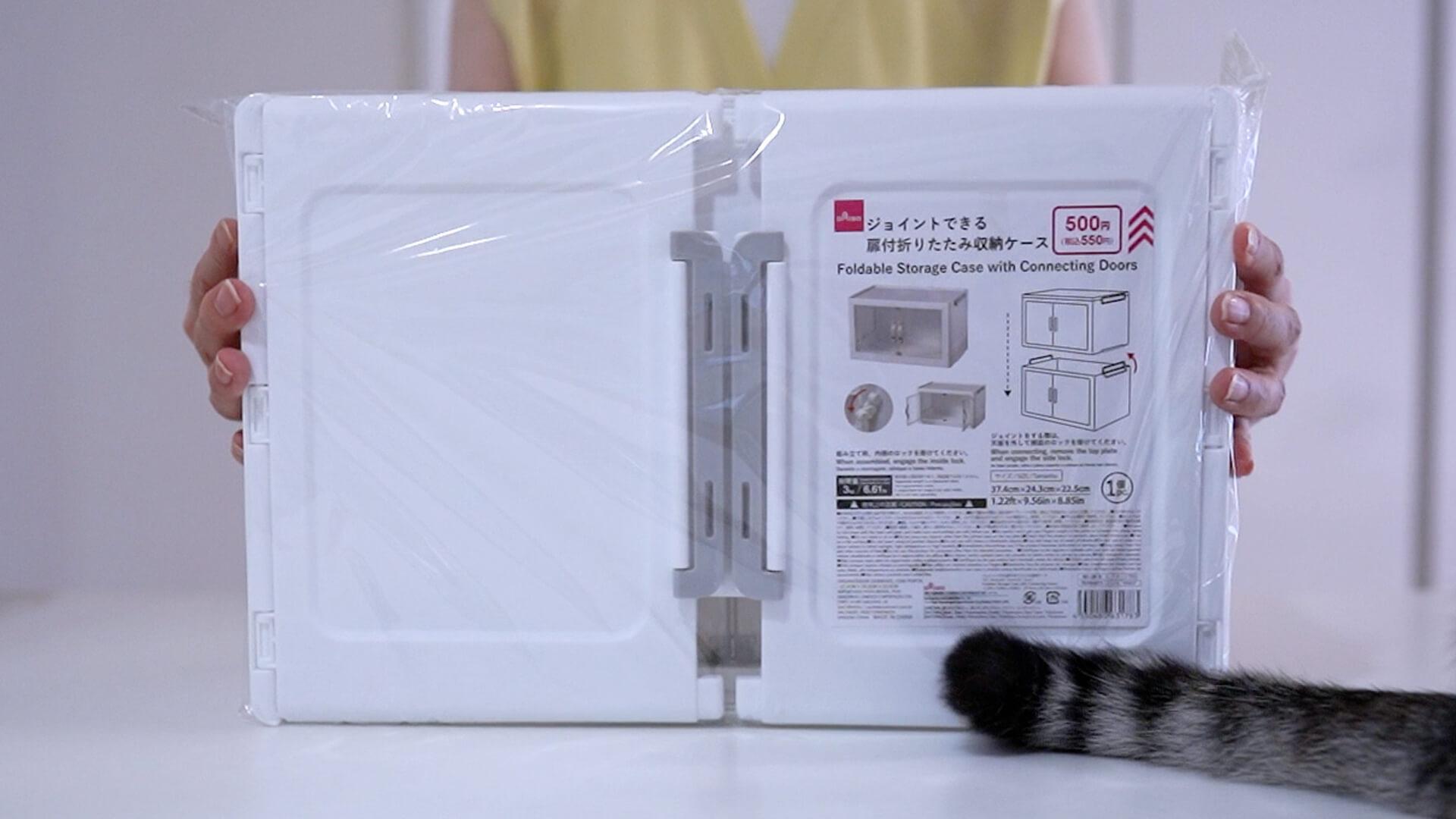 【品薄】ダイソー　収納 ジョイントできる　扉付折りたたみ収納ケース　大4個セット ダイソー新商品】爆発的に売れてる！今度は「扉」がついた