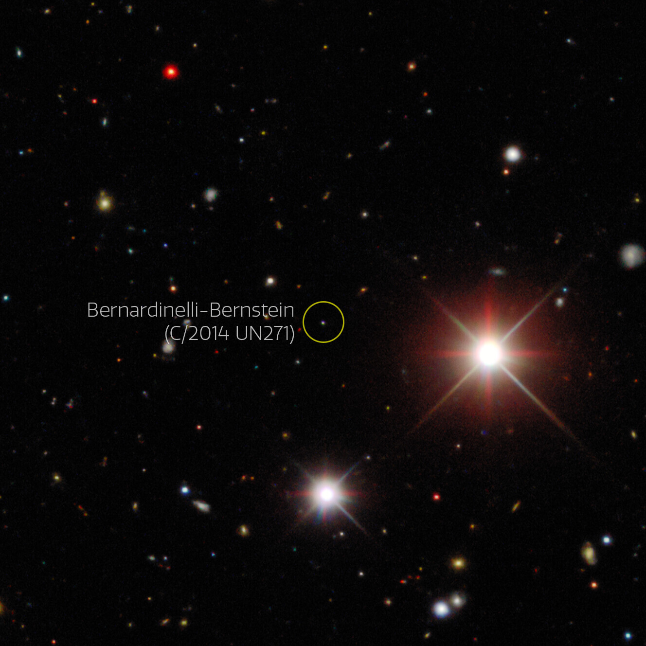 Credit:Dark Energy Survey/DOE/FNAL/DECam/CTIO/NOIRLab/NSF/AURA/P. Bernardinelli & G. Bernstein(UPenn)/DESI Legacy Imaging SurveysAcknowledgments: T.A. Rector (University ofAlaska Anchorage/NSF’s NOIRLab), M. Zamani(NSF’s NOIRLab) & J. Miller (NSF’s NOIRLab)