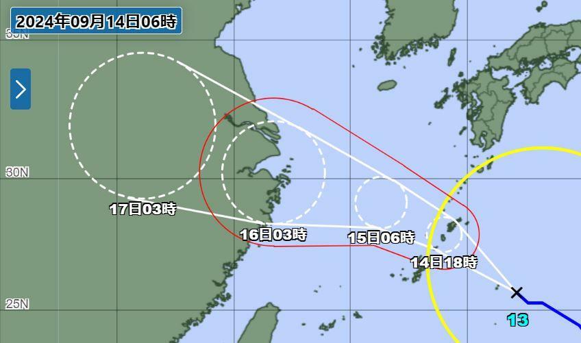 台風13号の進路図（気象庁HPより）