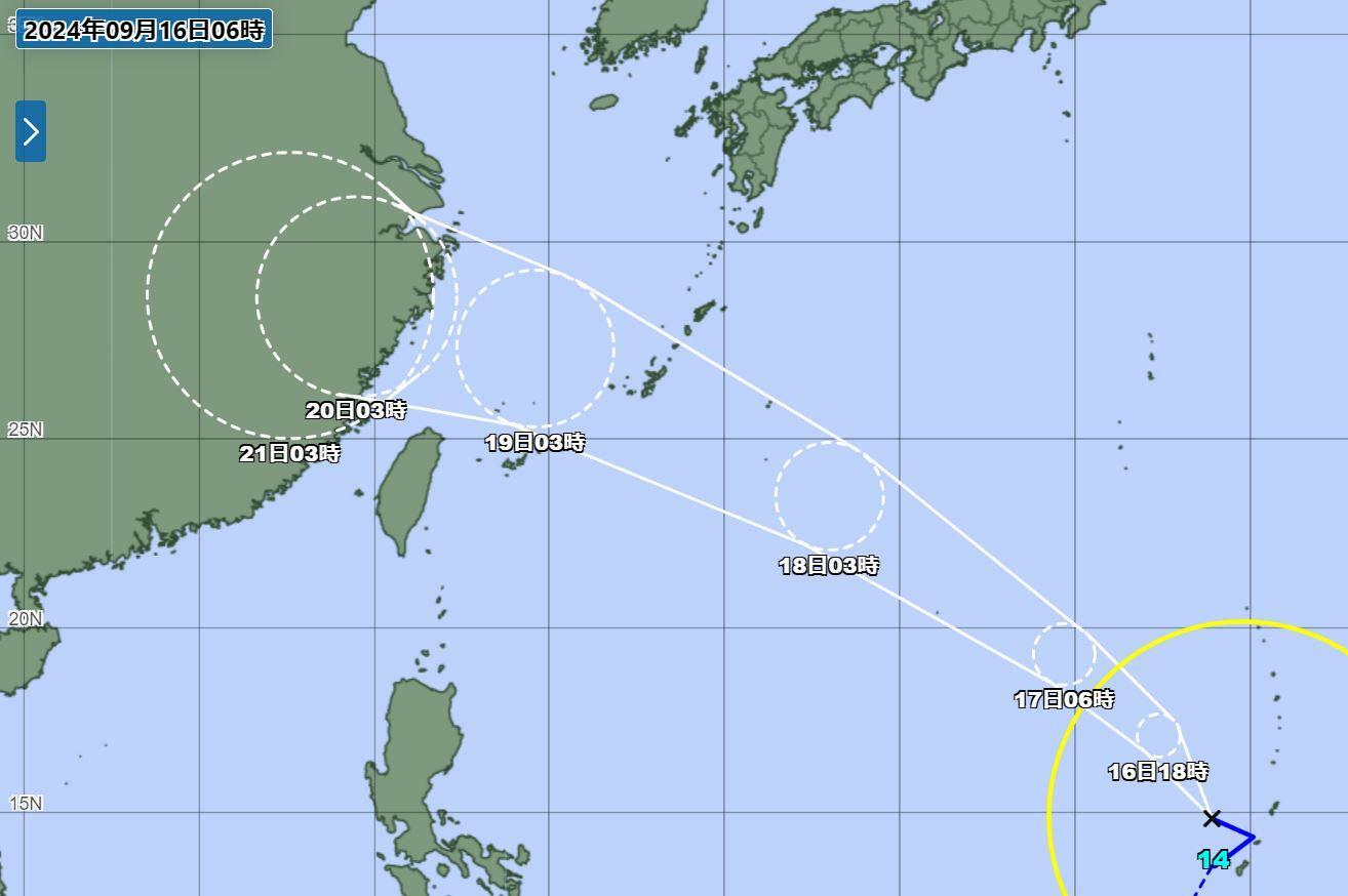 台風14号の進路図（気象庁HPより）