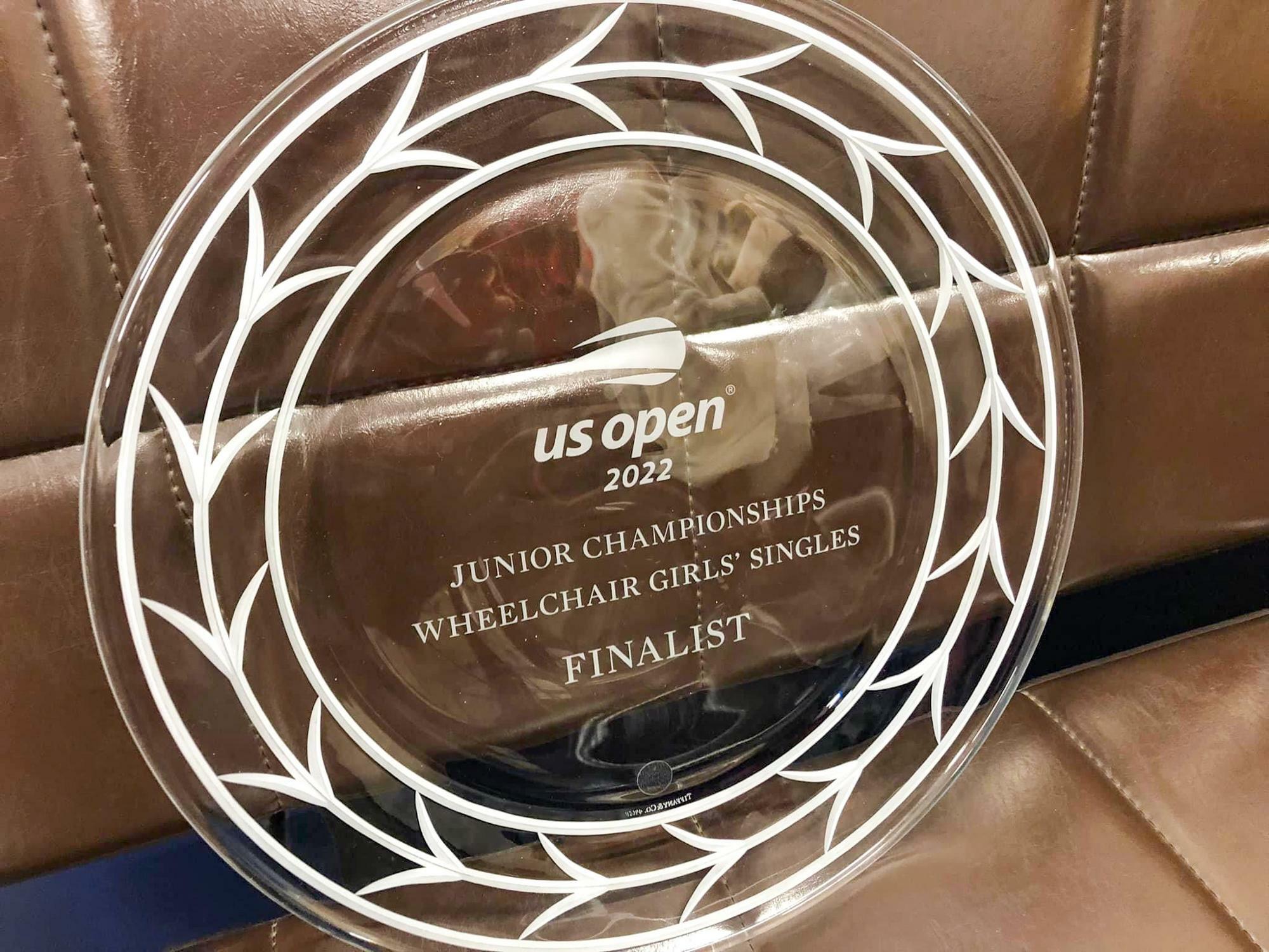 2023年1月末にやっと届いた全米オープン準優勝のプレート（写真提供：大洗町ビーチテニスクラブ）