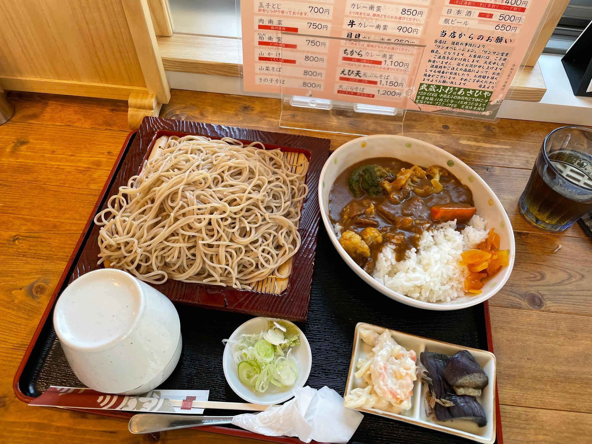 もりそば（500円）+ミニカレー（450円）