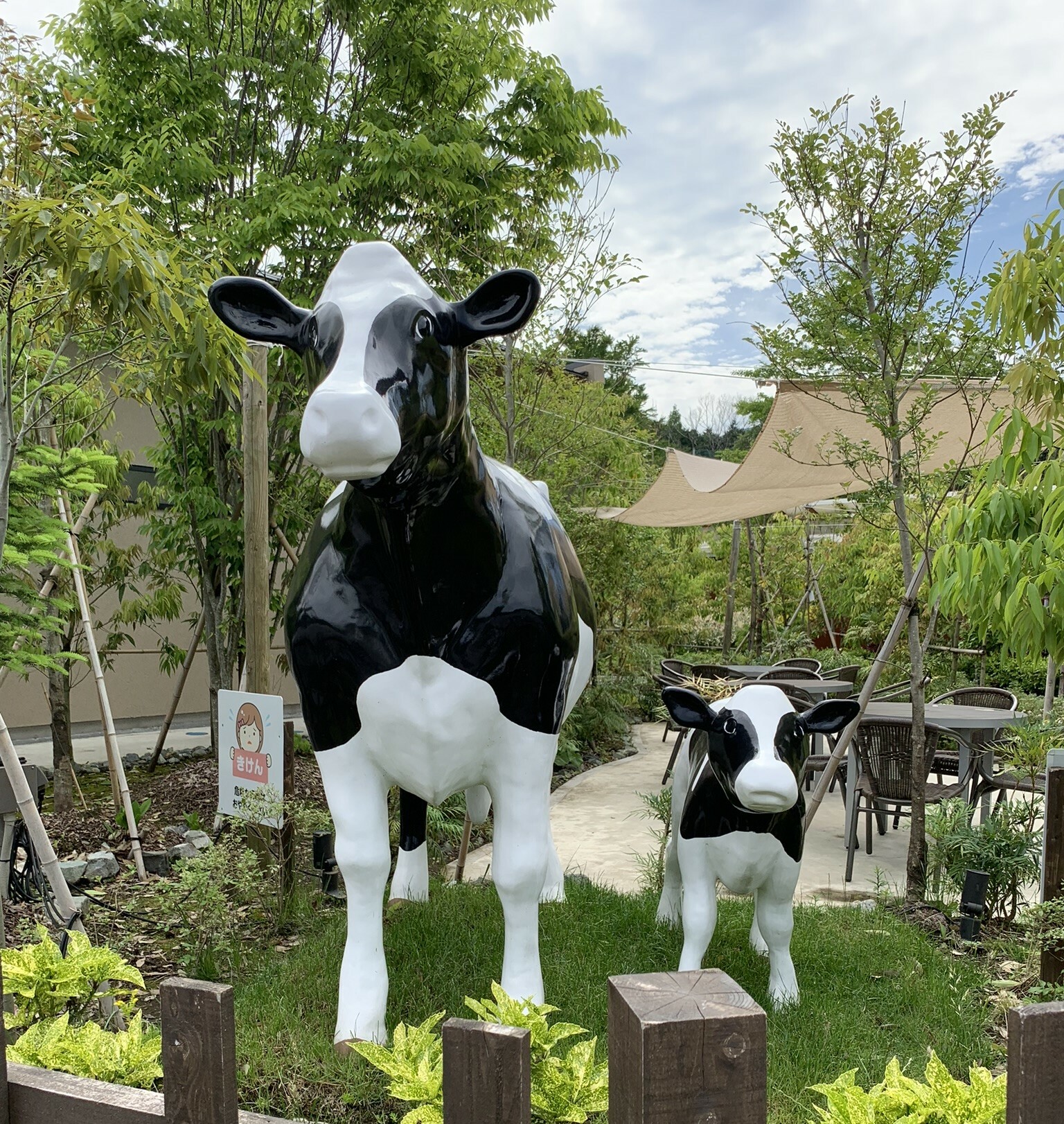 グランテラスでは、二匹の牛がお出迎えしてくれます。