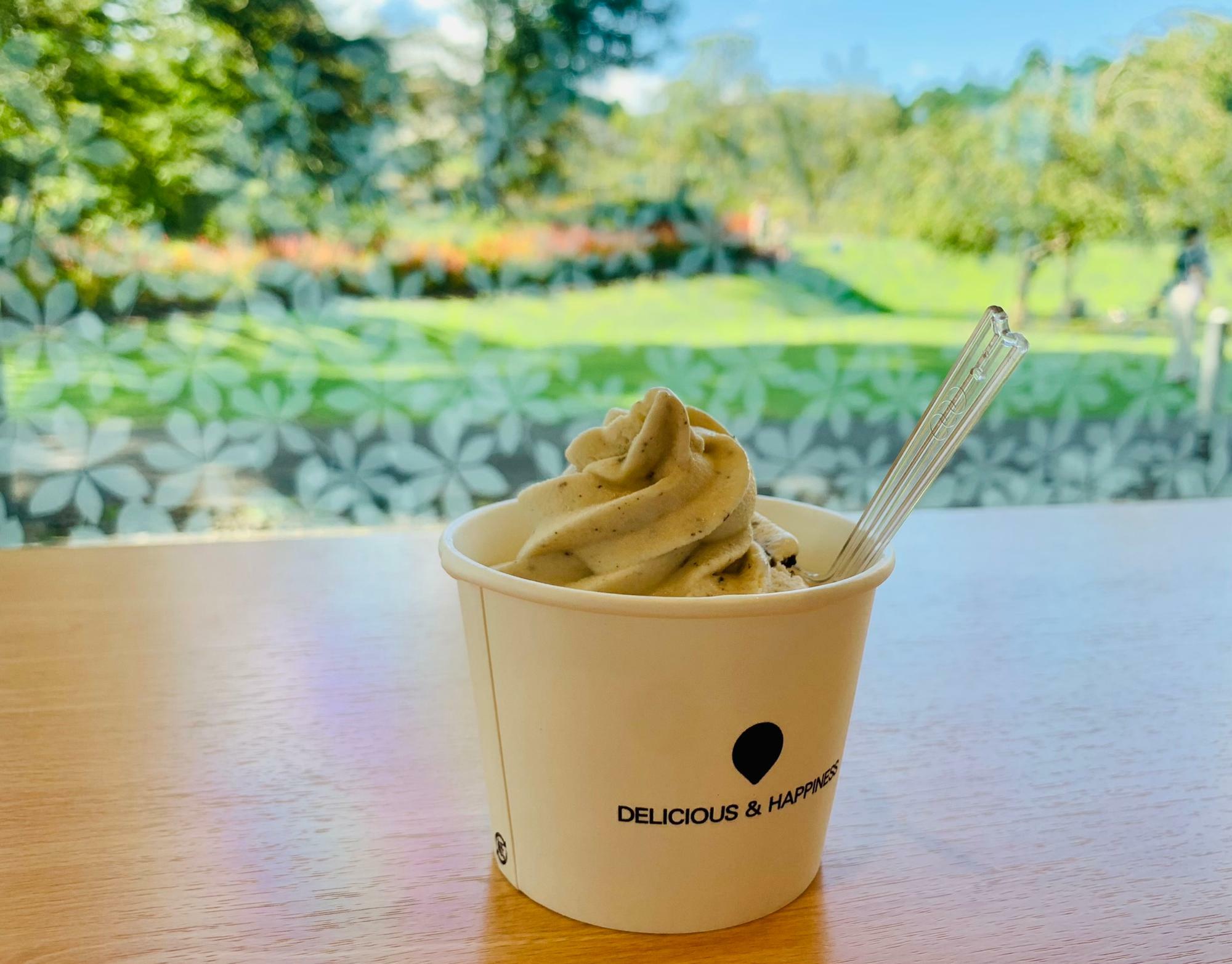自然を眺めながら食べるソフトクリームはおいしさが倍増！
