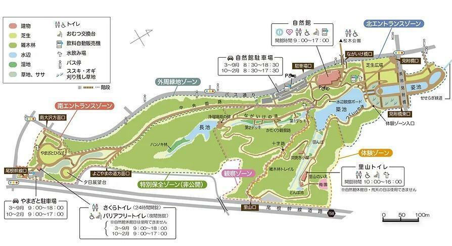 長池公園MAP（八王子市都市公園指定管理者「ひとまちみどり由木」公式ホームページより転載）