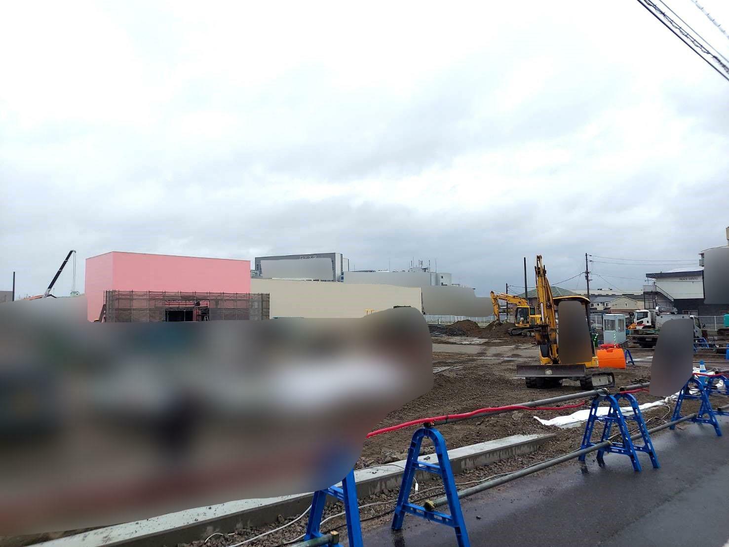 「（仮称）ラ・ムー 応神店」新築工事現場。※2024年3月下旬に撮影。