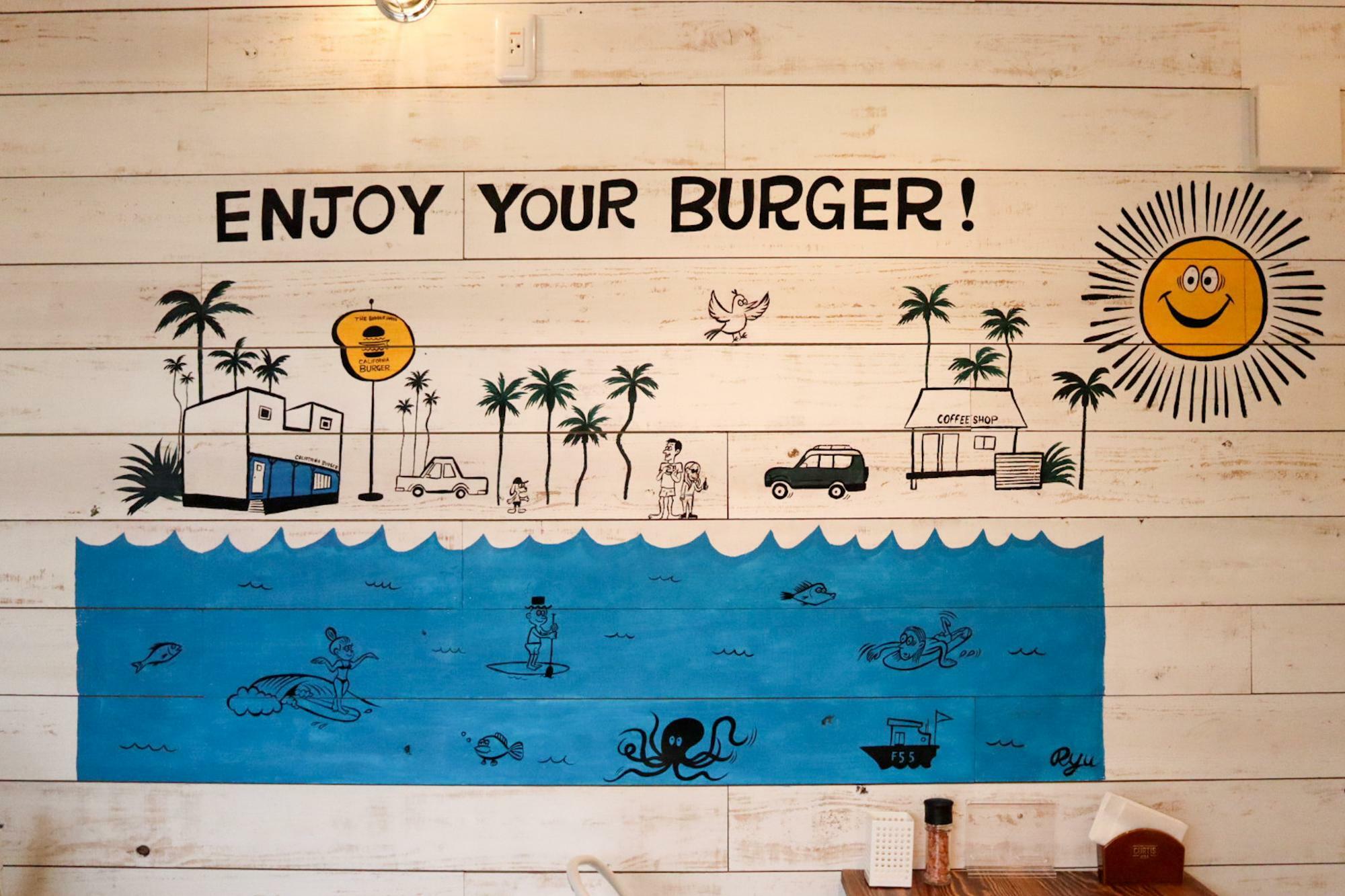 カリフォルニアバーガー店内の壁画