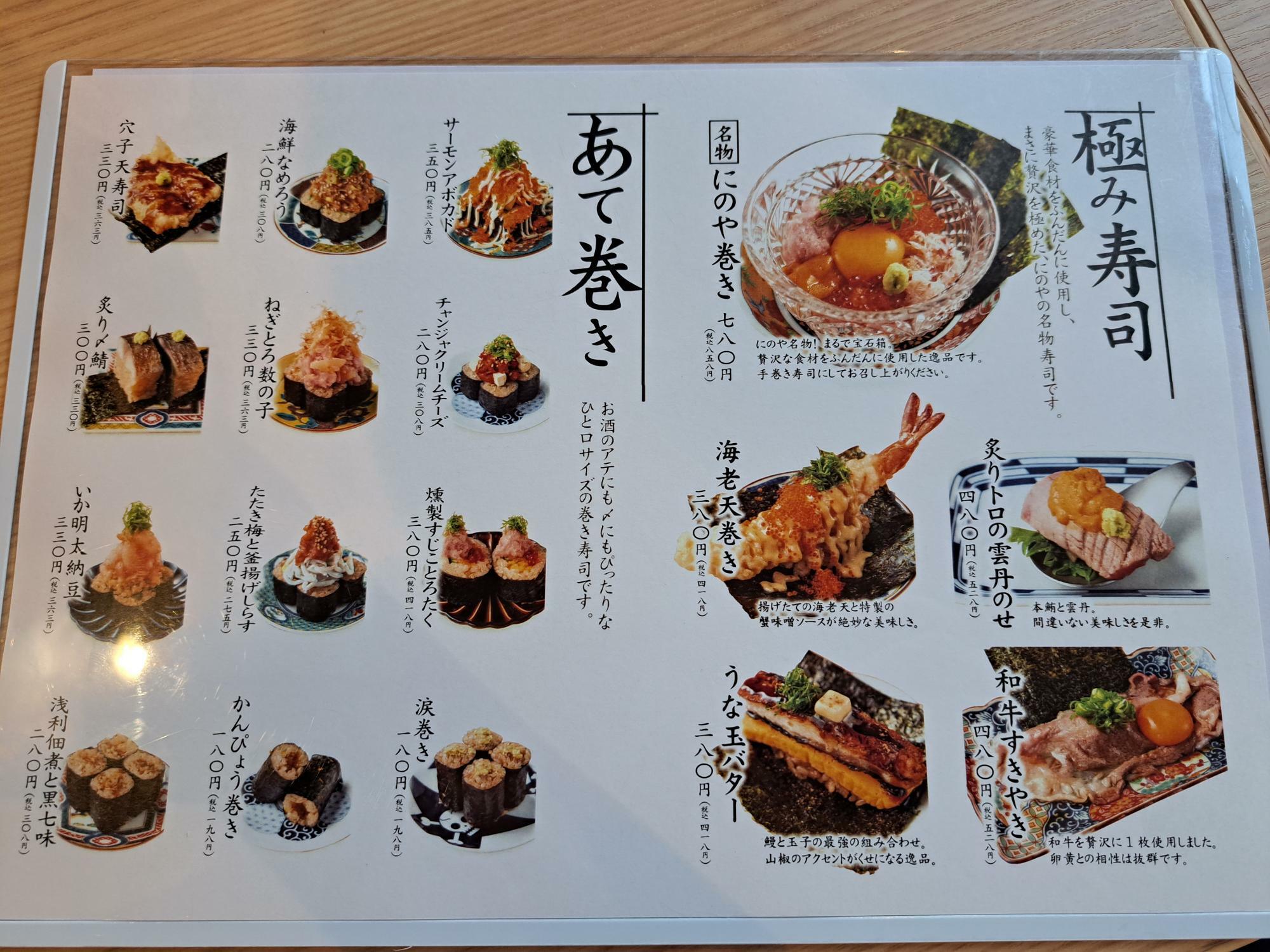 寿司トおでんにのや本八幡店のメニュー