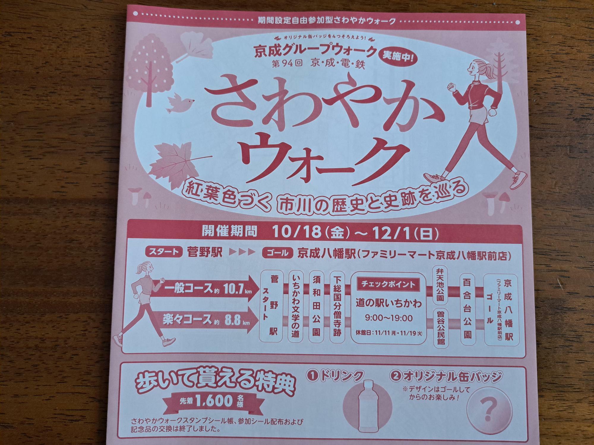 「第94回京成電鉄さわやかウォーク」は2024年10月18日（金）～12月1日（日）開催。