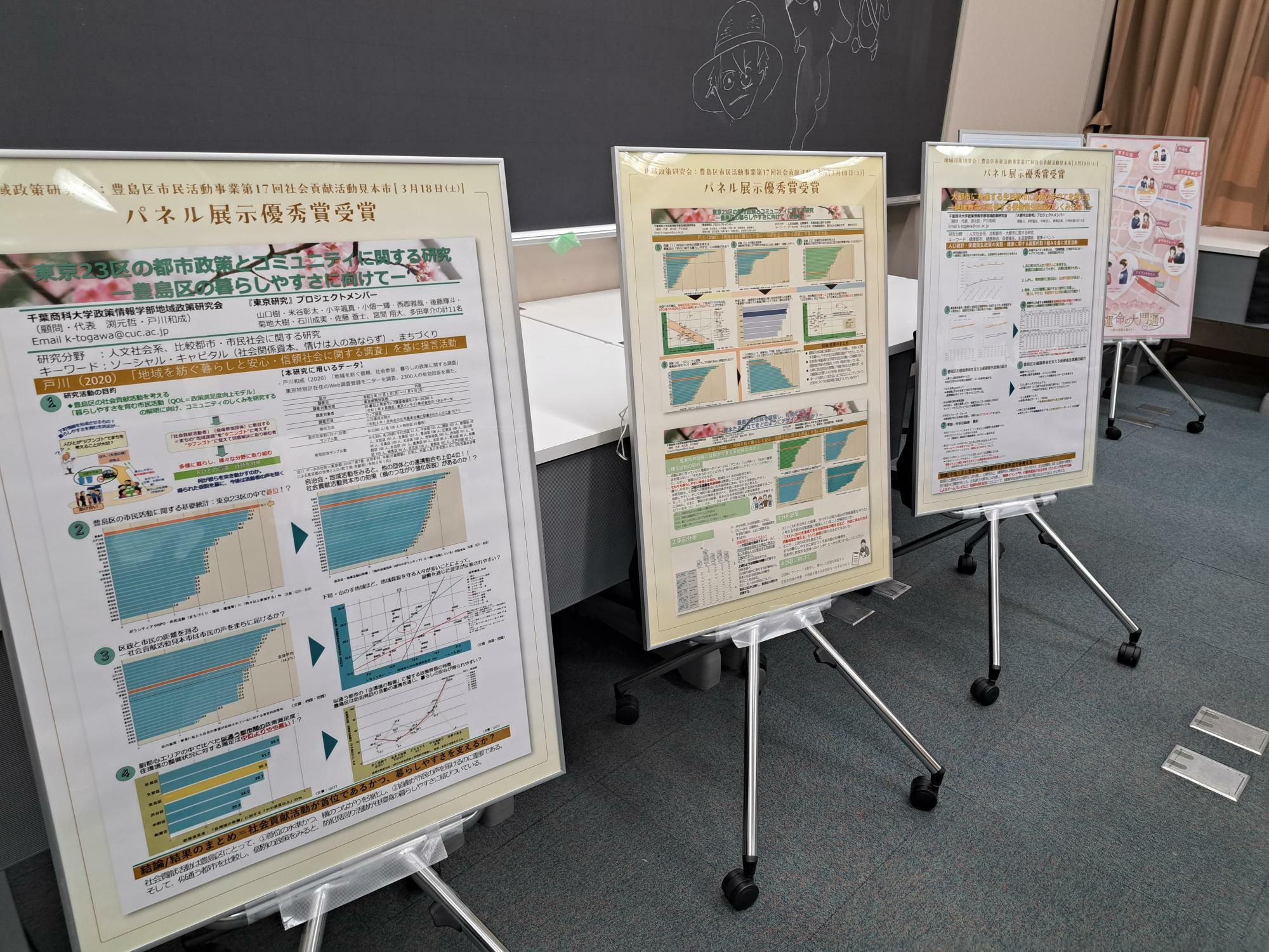 地域政策研究会による豊島区市民活動事業の社会貢献活動見本市のパネル展示は優秀賞を受賞。