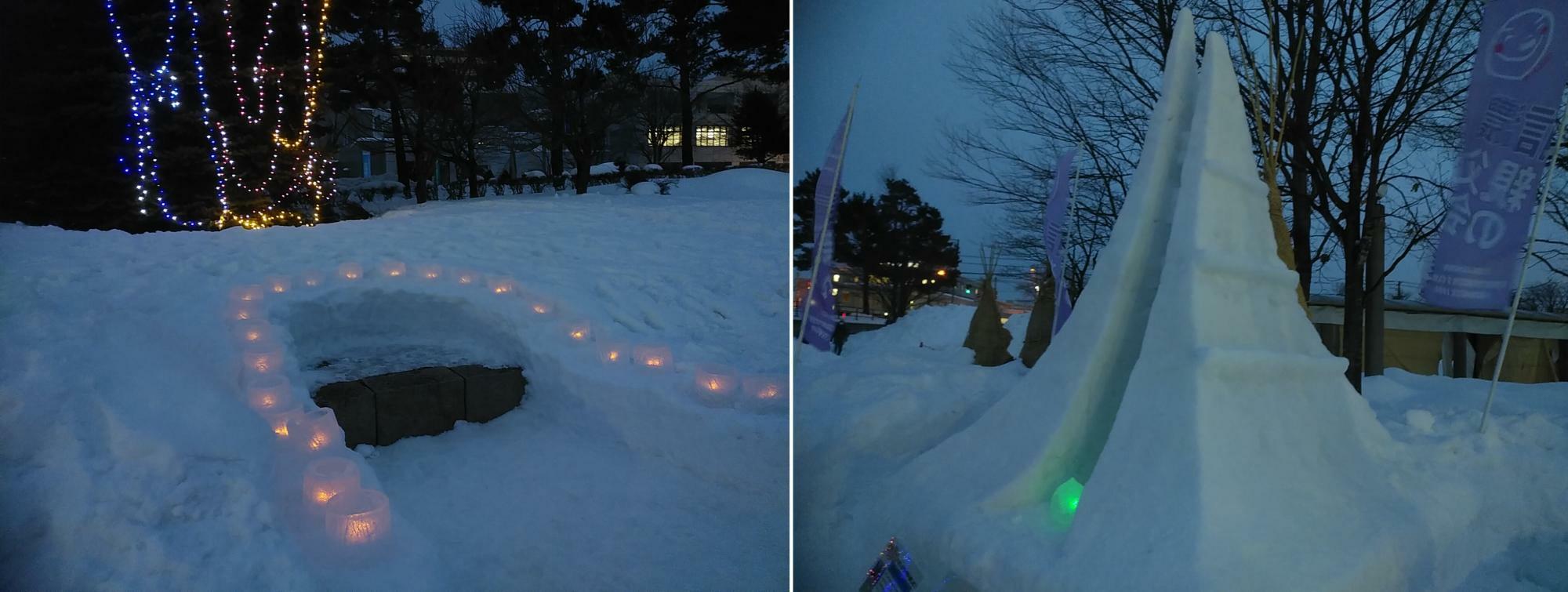 スノーキャンドルが点灯している写真は昨年の新さっぽろ冬まつりで撮影した写真です