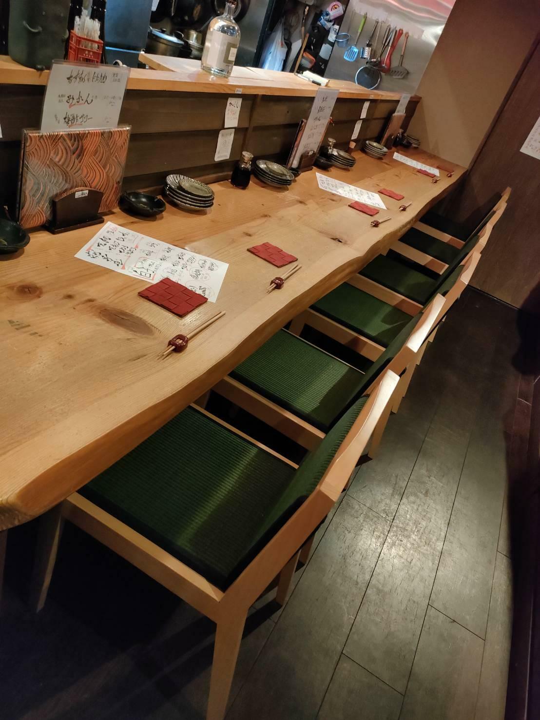 奥行があって広いカウンターが６席。店主とも話しやすい。（写真は「阿佐ヶ谷飲み屋さん祭り実行委員会」よりご提供いただきました）