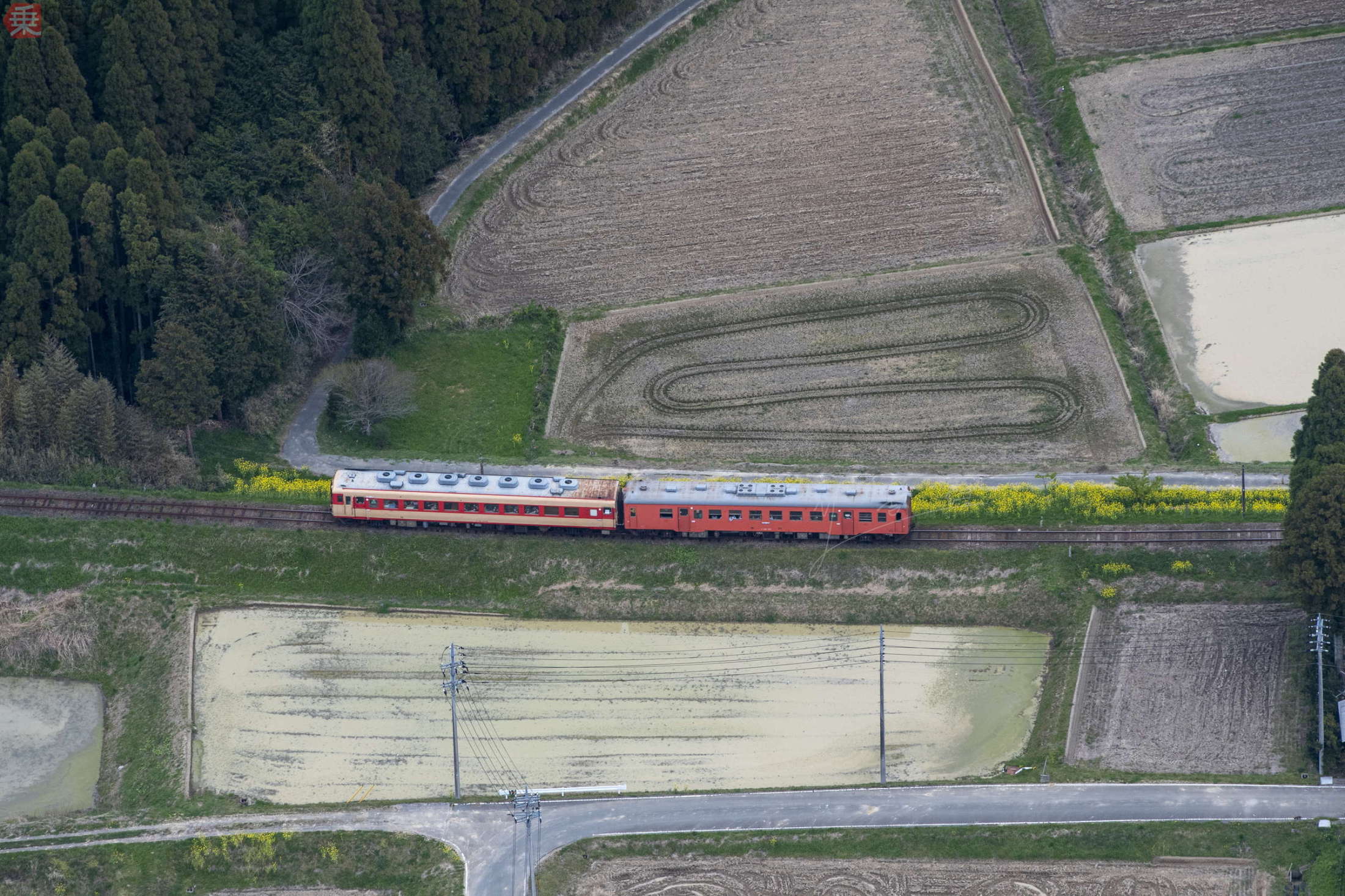 空から撮った鉄道】春うららかな房総半島の私鉄2 いすみ鉄道（乗りもの