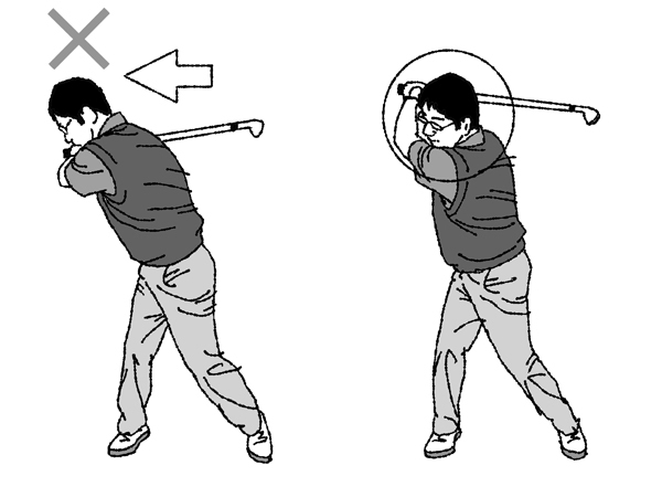 頭はなるべく動かさずに軸を保つ スイング軸は右に傾けない【合田洋プロ トラッドゴルフのススメ】