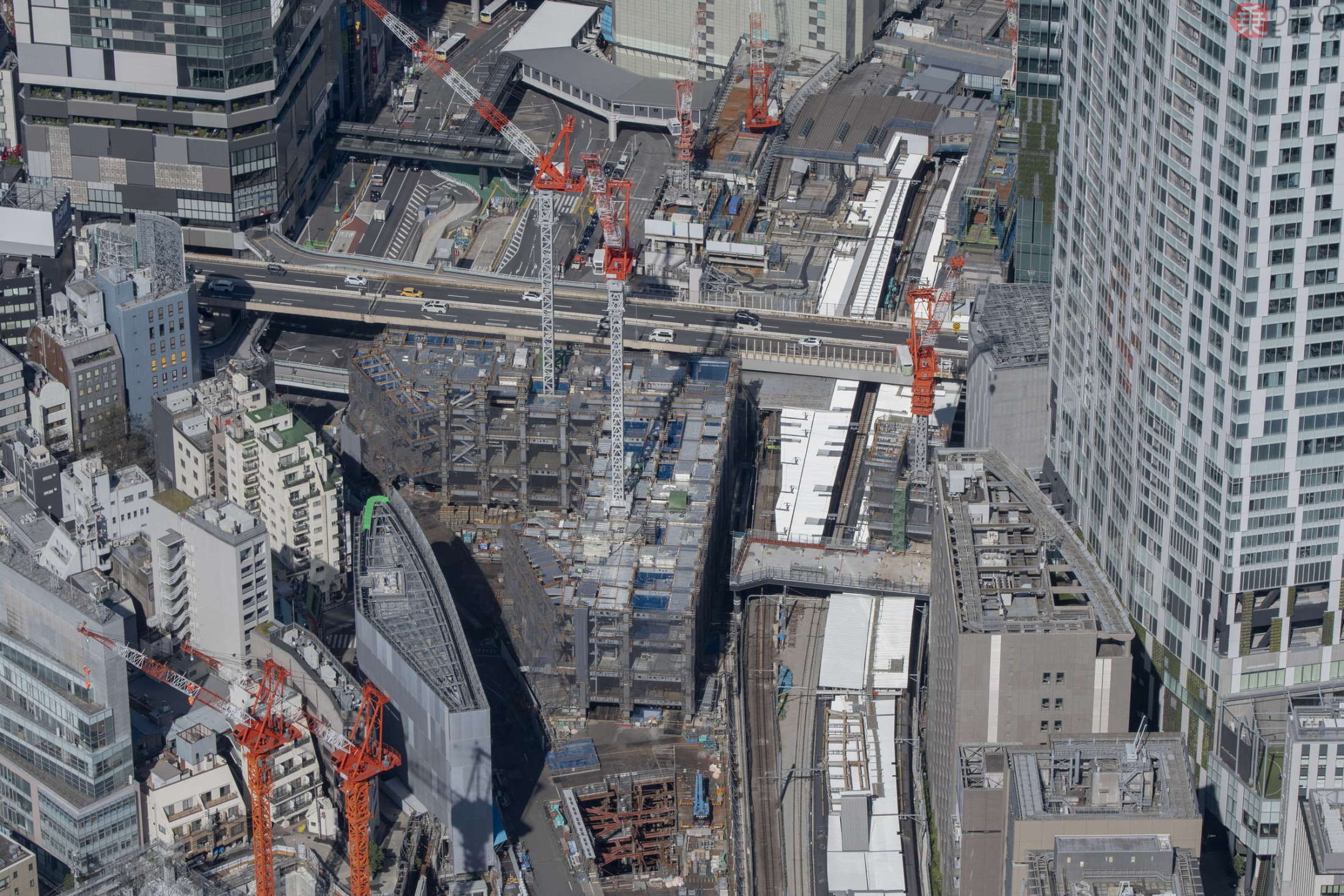 【空から撮った鉄道】渋谷駅と品川～大崎間 山手線区間運休の模様を上空から