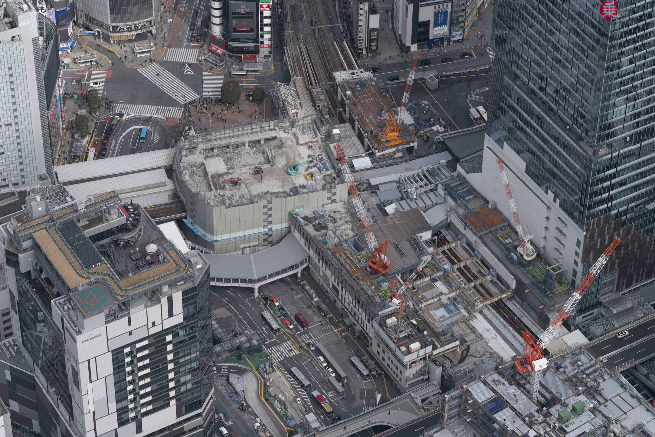 【空から撮った鉄道】2022年春の渋谷駅再開発の状況 旧東急東横店西館をメインに