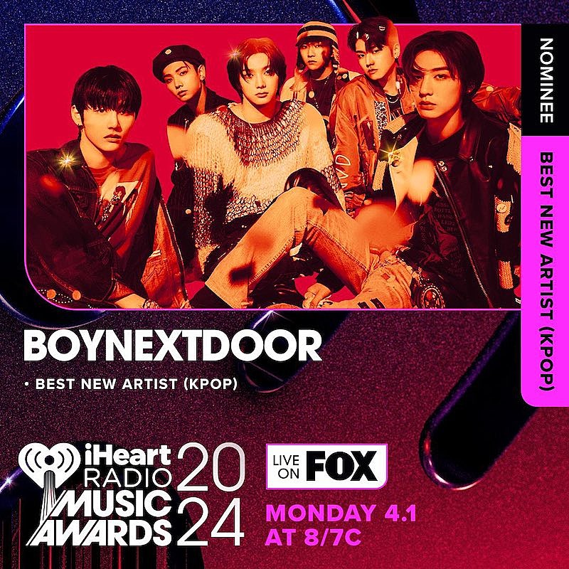 BOYNEXTDOOR、米【2024 iHeartRadio Music Awards】Best New Artist（K 