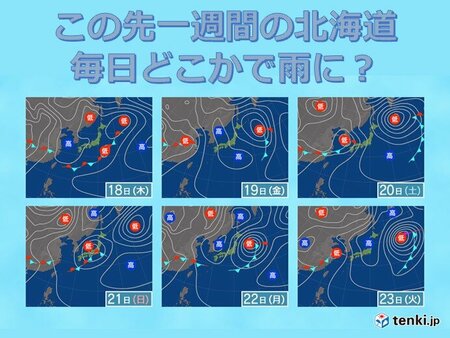 この先一週間の北海道の天気　道内は毎日どこかで雨に?(tenki.jp)
