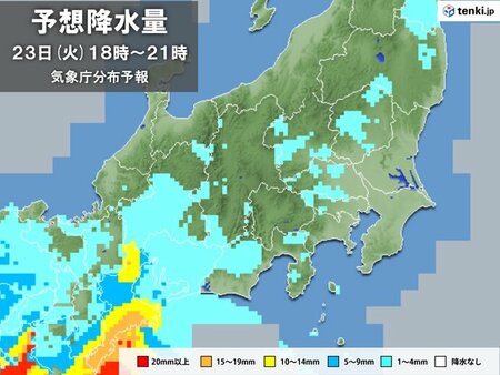 関東　今日23日は一部でにわか雨　明日は朝の通勤時から本降り　帰宅時は強雨も(tenki.jp)