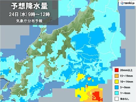 24日の関東は一日雨　雨脚強まる所も　最高気温20℃届かず空気ヒンヤリ(tenki.jp)