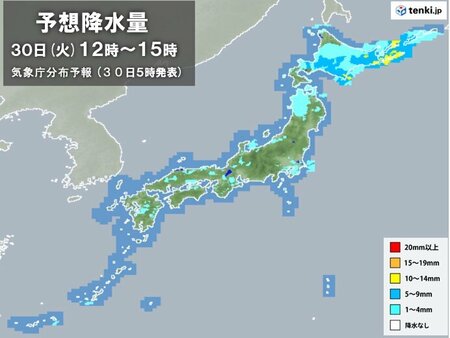 今日30日　北日本を中心に雨　東海や関東の雨は昼頃まで　ムシッとした暑さが続く(tenki.jp)