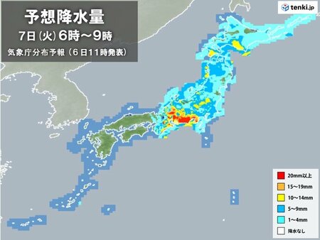 明日7日の朝　東海で激しい雨　週末は再び暑く　暑さに慣れるためには(tenki.jp)
