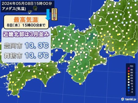 関西　今日は寒いくらいの所も　明日もあまり気温は上がらず　明後日から暑さ戻る(tenki.jp)
