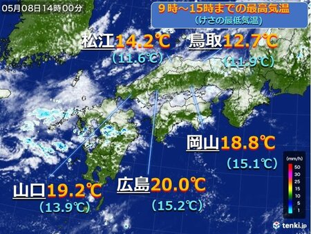 中国地方　今日8日は日本海側で3月並みの寒さも　週末は7月並みの暑さ　気温差大(tenki.jp)