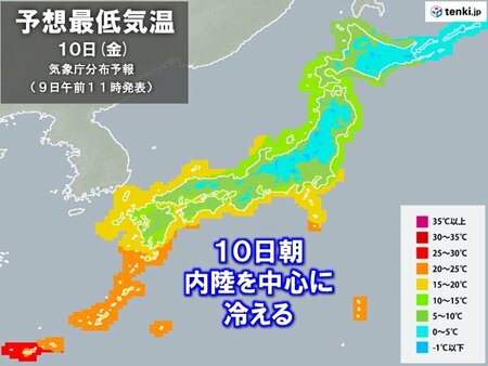 明日10日朝も冷える　日中との気温差は20℃以上の所も　遅霜や寒暖差に注意(tenki.jp)