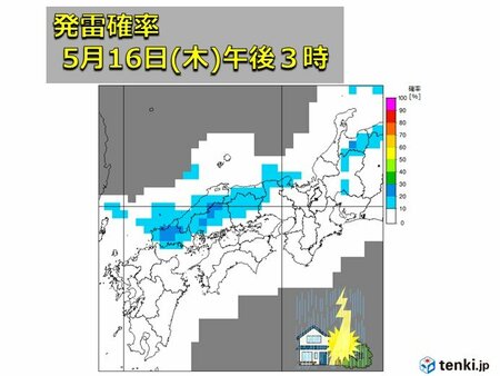 中国地方　明日16日　日本海側を中心に雷雨　竜巻やひょう　瀬戸内側は天気急変も(tenki.jp)