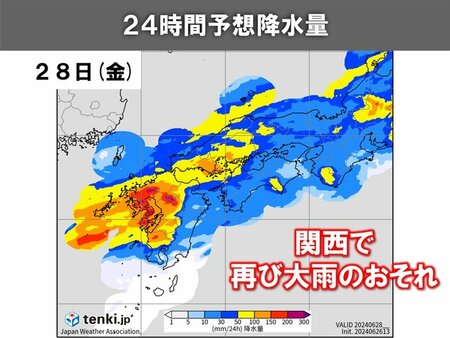 28日は梅雨前線の活動が活発に　関西では再び大雨のおそれ　土砂災害に警戒を(tenki.jp)