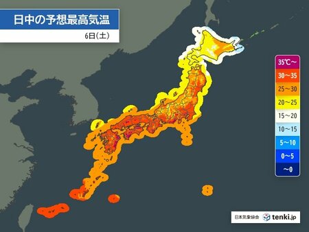 6日　災害級の暑さが続く　22都県に熱中症警戒アラート　急な激しい雨にも注意(tenki.jp)