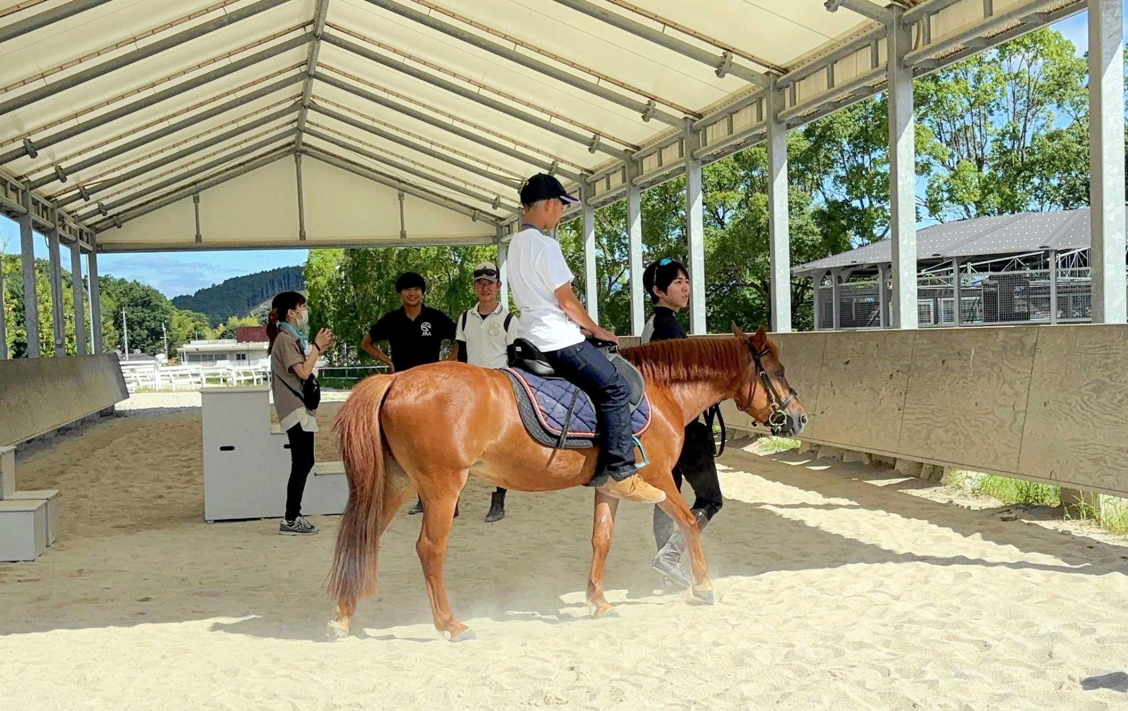 栗東で「夏休みトレセン親子体験ツアー」　厩舎見学や乗馬体験　小崎「こういう機会が増えていけば」