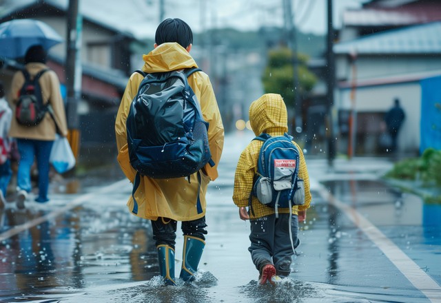 冠水した道路を歩く際の履物として 最も適切なものはサンダル