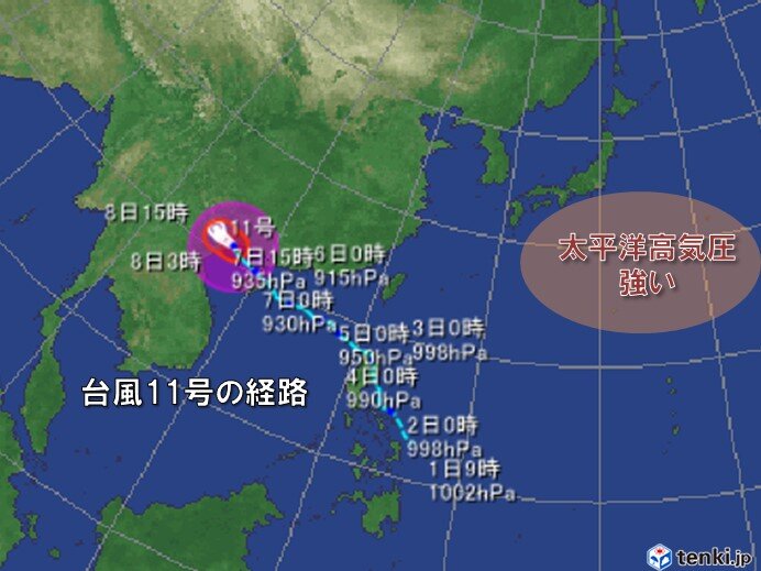 今シーズン最強の台風11号と厳暑の関係　残暑まだ続く　熱帯擾乱発生しやすい状況も（tenki.jp） - Yahoo!ニュース