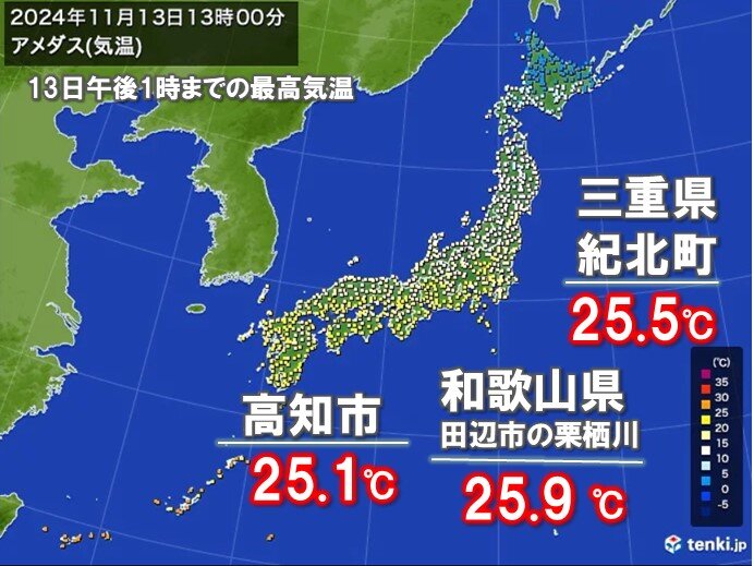 今日13日も夏日地点　高知などで25℃以上の半袖の陽気に（tenki.jp） - Yahoo!ニュース